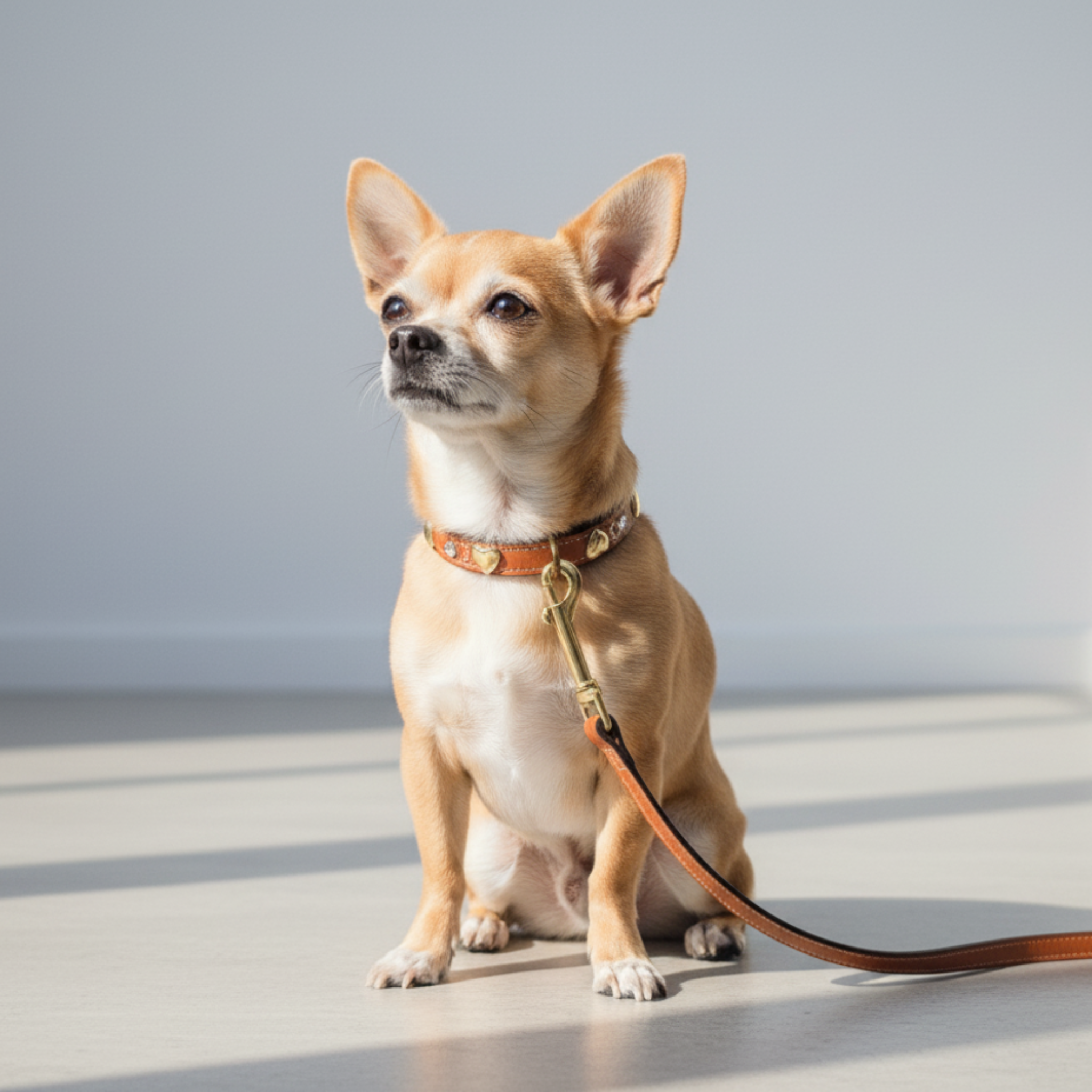 Set Collare con Cristalli e Guinzaglio in Pelle per Cani